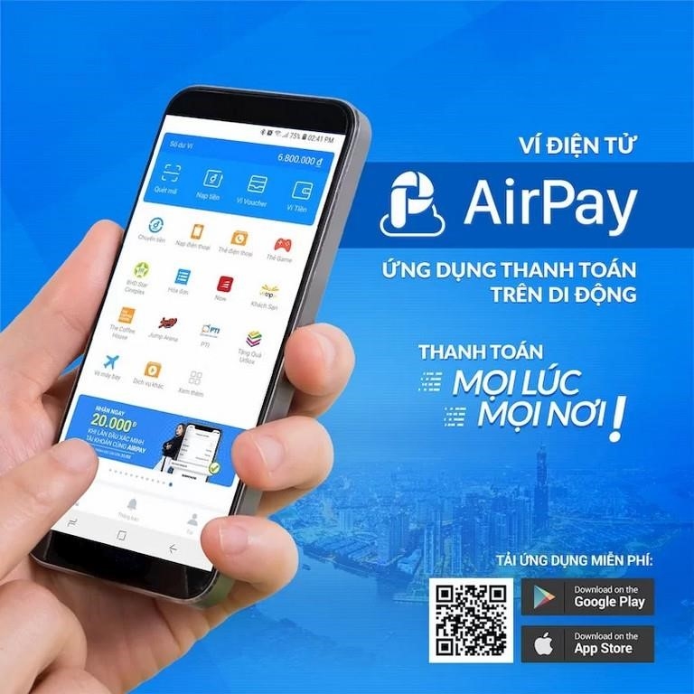 AirPay là một ứng dụng thanh toán di động, cho phép người dùng thực hiện các giao dịch mua sắm, chuyển tiền và thanh toán hóa đơn một cách dễ dàng và tiện lợi.