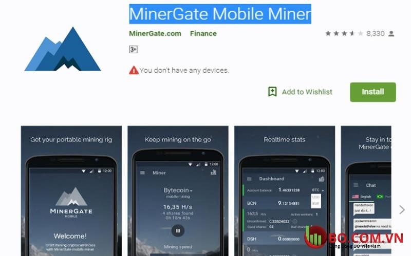 Hướng dẫn cách đào bitcoin trên điện thoại bằng ứng dụng MinerGate Mobile Miner.