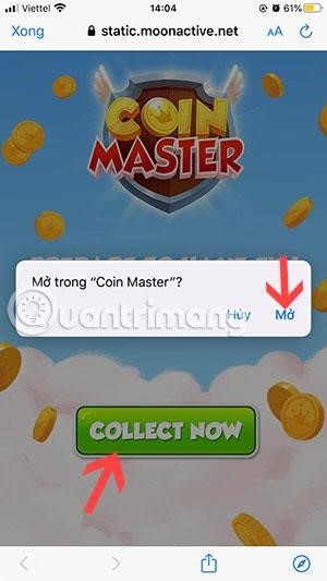 Cách nhận vòng quay Coin Master miễn phí qua ứng dụng nhận phần thưởng.