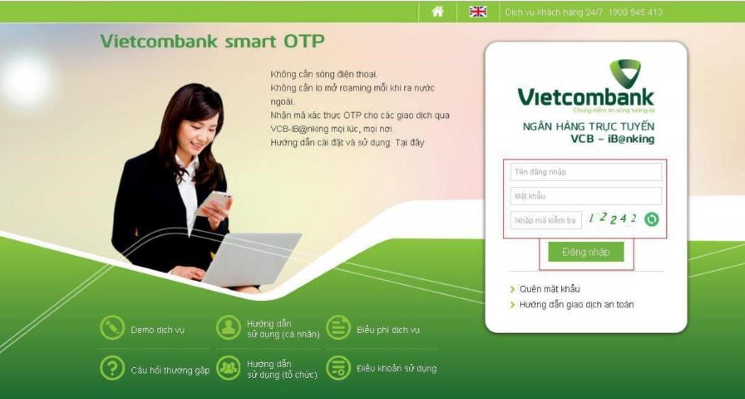 3. Truy cập vào hệ thống e-banking Vietcombank?