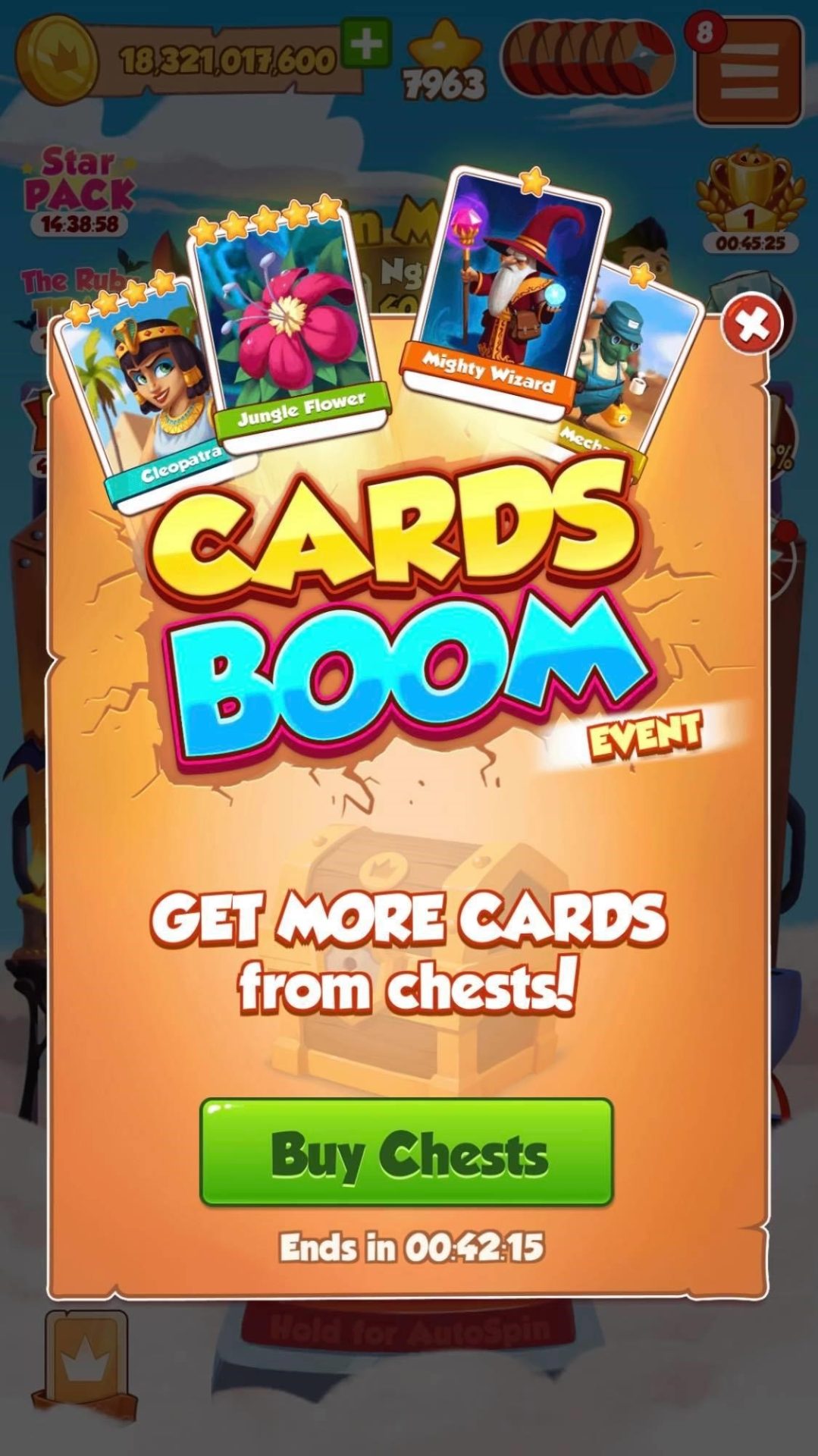 Cards BOOM là một chương trình khuyến mãi giúp bạn nhận được 50% thẻ bổ sung, giúp bạn có thêm nhiều lựa chọn và cơ hội trong trò chơi.