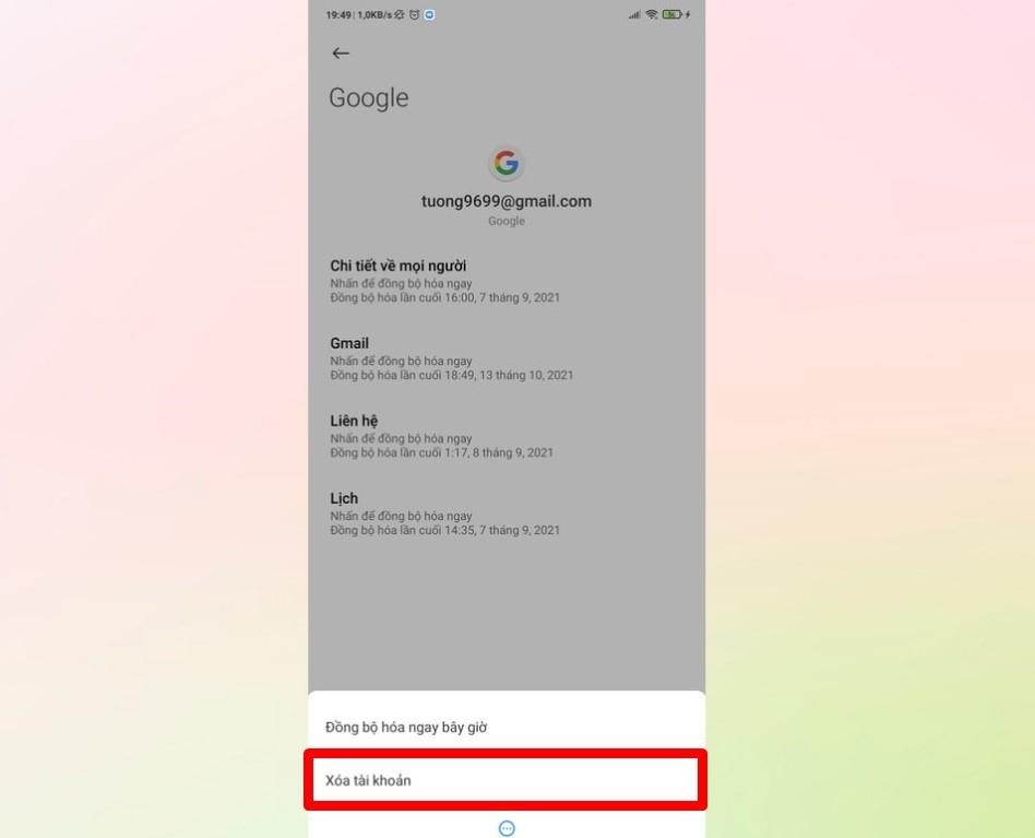 Xóa tài khoản Google trên smartphone