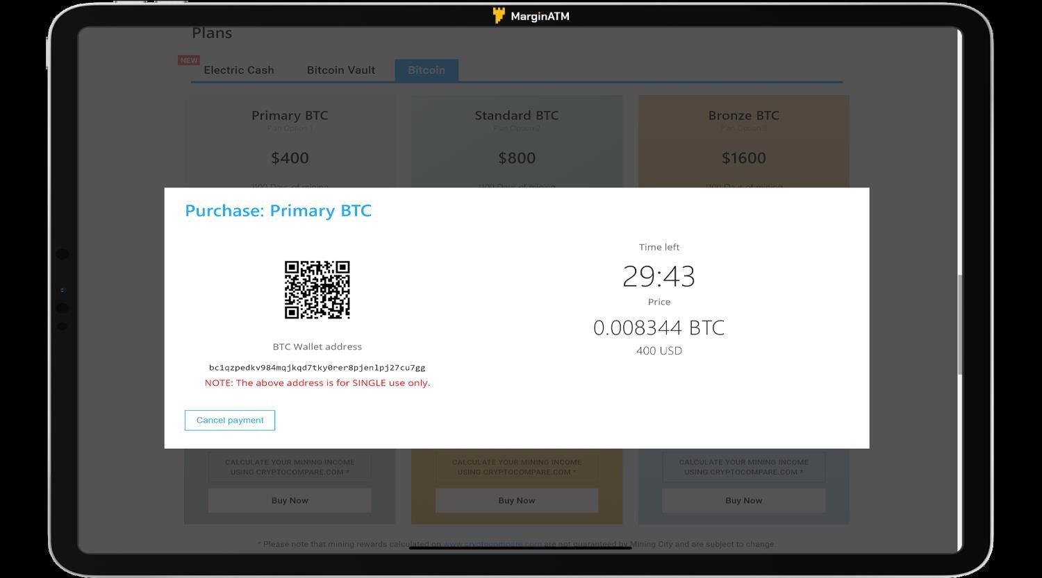 Mining City sẽ cung cấp 1 địa chỉ ví Bitcoin.
