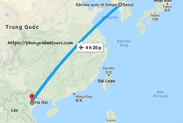 Khoảng cách giữa Hàn Quốc và Việt Nam.