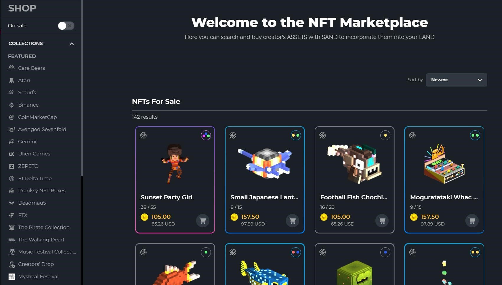 Sàn giao dịch NFT dùng để mua bán và trao đổi các NFT được tạo ra từ VoxEdit.