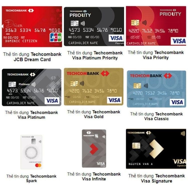 Các loại thẻ tín dụng của Techcombank không kết nối.