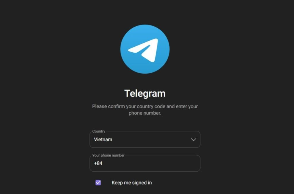 Hãy nhập số điện thoại đăng ký Telegram (Nguồn: Mạng)