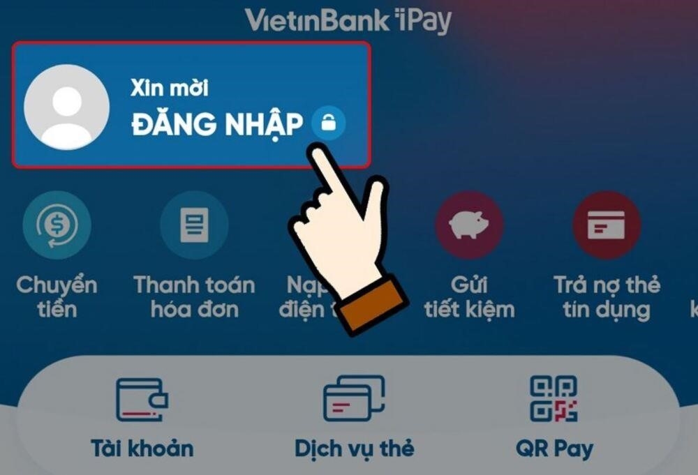 Đăng nhập vào ứng dụng VietinBank IPay trên điện thoại.